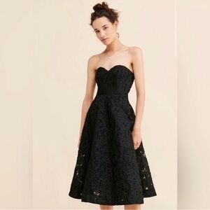 Anthropologie Black Lace Strapless Midi Dress